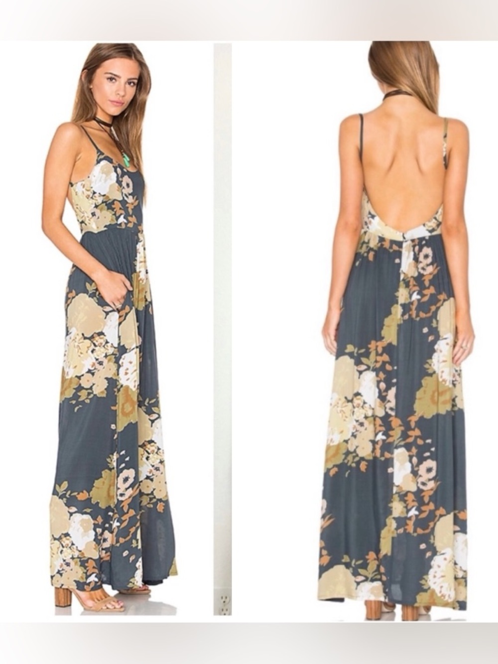 Novella Royale Floral Open Back Boho Rayon Maxi Dress